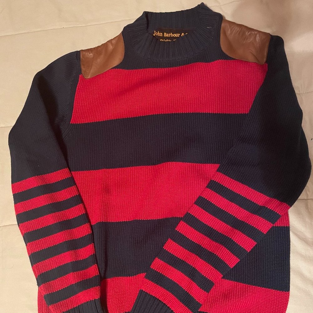 Barbour Sweater with Leather Shoulder Patches